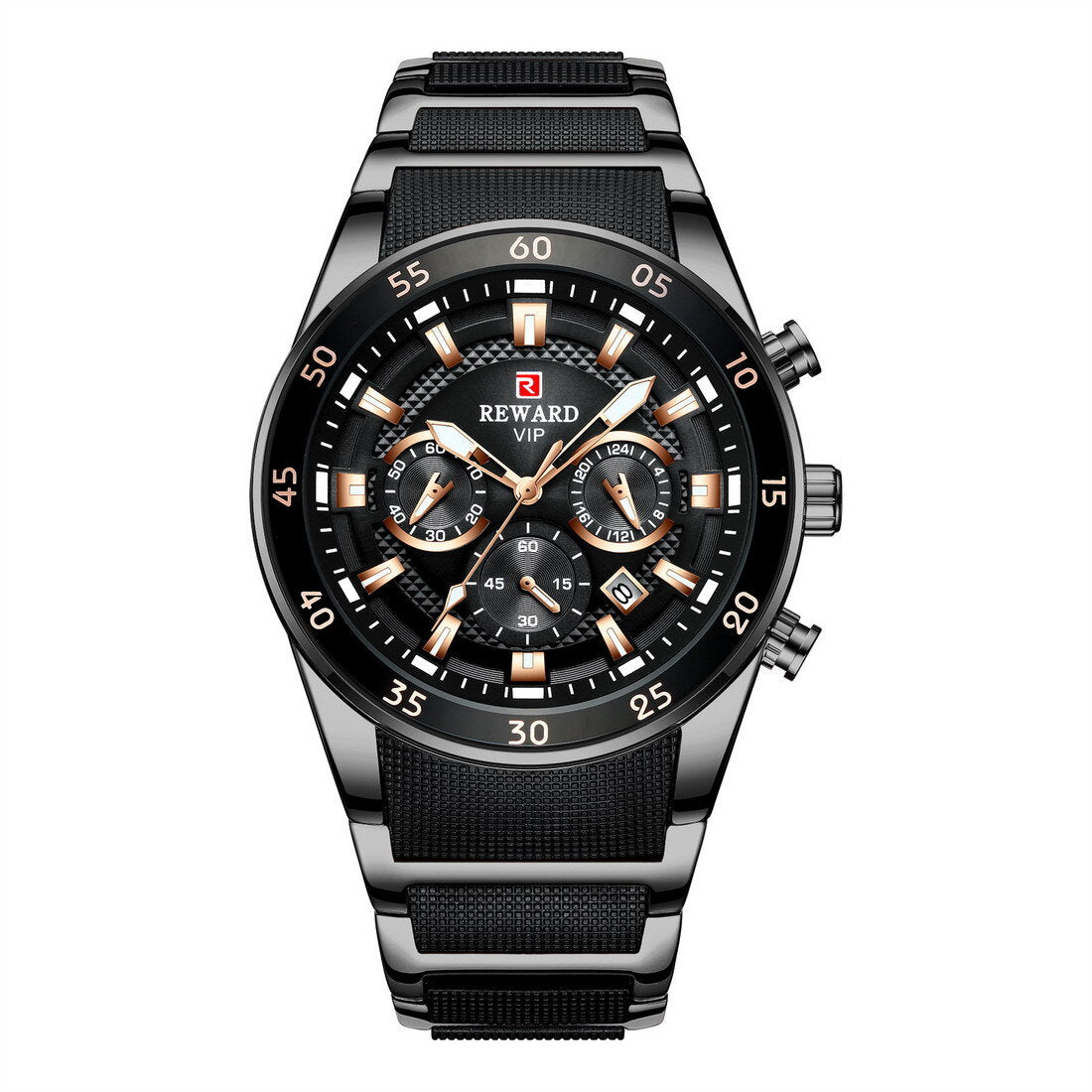 Reward VIP Luxury Chronograph Men’s Quartz Watch – Black Dial Edition