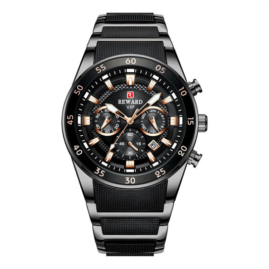 Reward VIP Luxury Chronograph Men’s Quartz Watch – Black Dial Edition