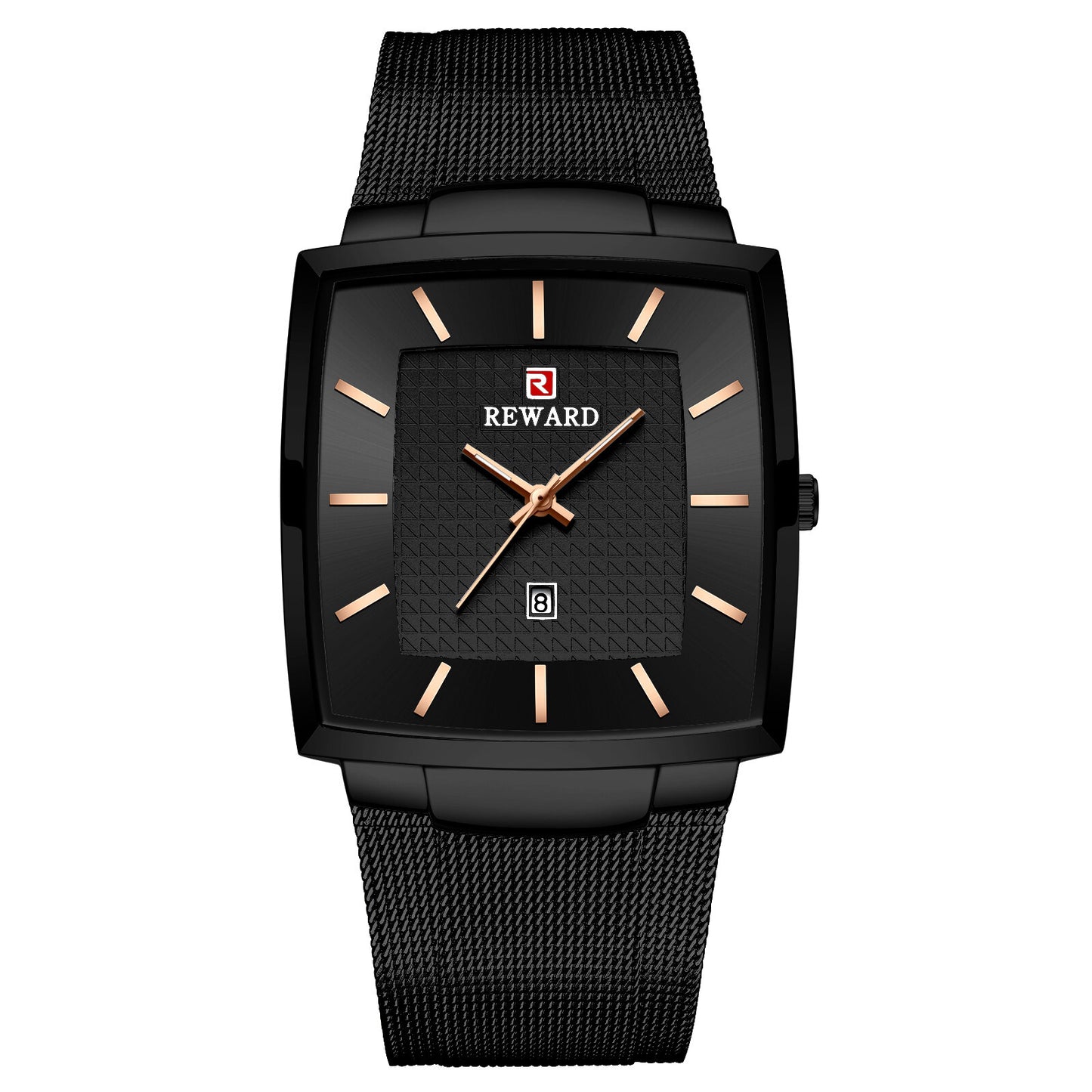 Reward Men's Rectangular Mesh Quartz Watch Black