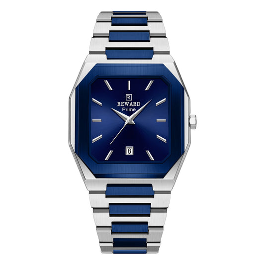 Reward Prime Men's Analog Quartz Watch – Silver & Blue