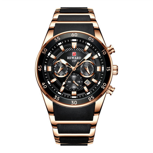 Reward VIP Luxury Chronograph Men’s Quartz Watch – Black Dial Edition