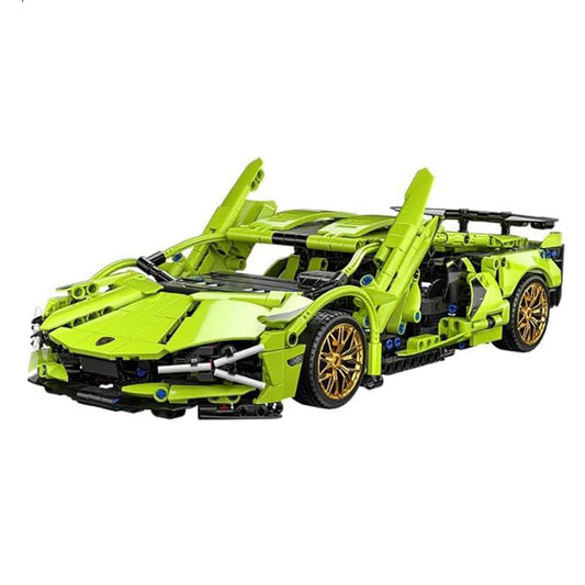 Green Lambo 1:18 Scale Racing Pull-Back SuperCar Building Blocks Set