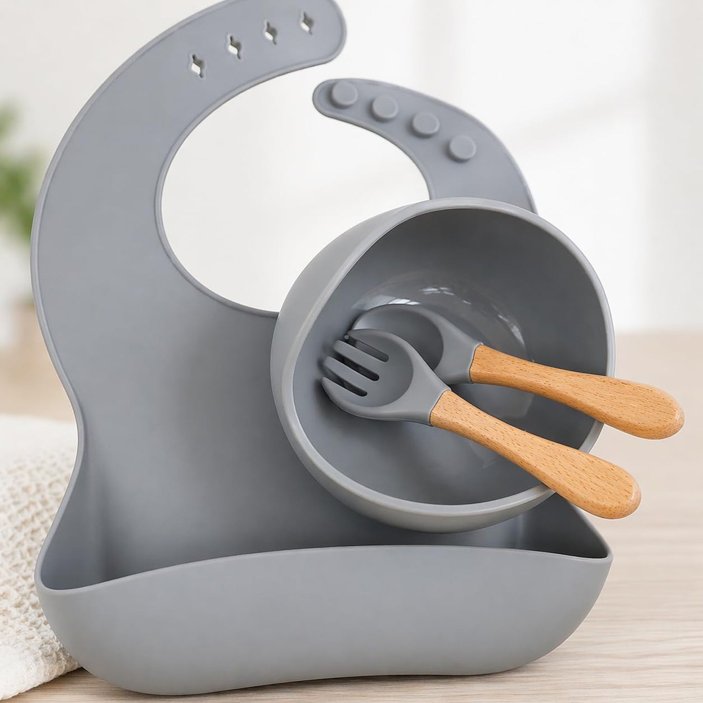 Silicone Baby Feeding Set With Bowl & Spoon