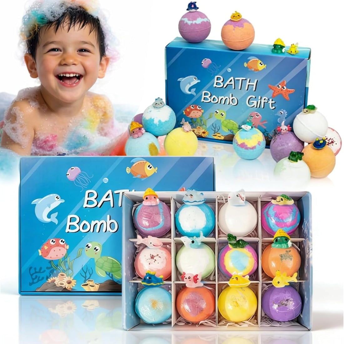 12 Pcs Bath Bombs For Kids With Toys Inside, Bath Bombs Gift Set