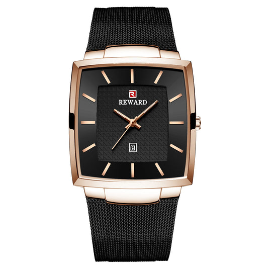 Reward Ultra Slim Black & Rose Gold Mesh Strap Analog Men's  Watch