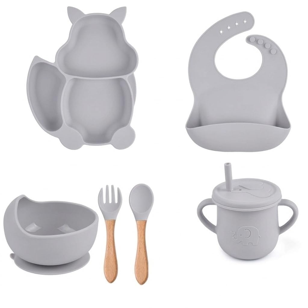 Cat Design Silicone Baby Feeding Set