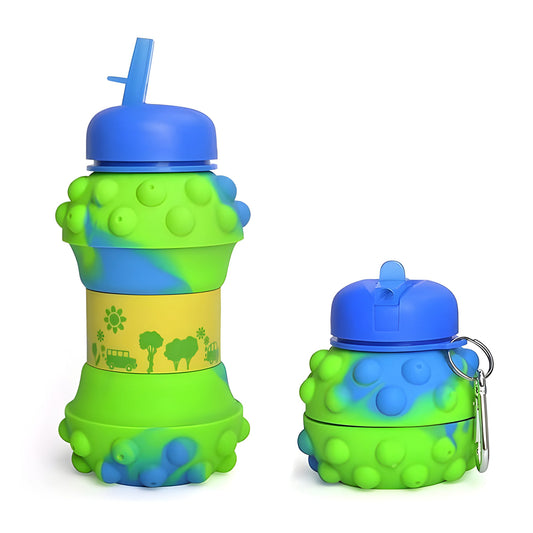 Green Dotted Folding Silicone Water Bottle