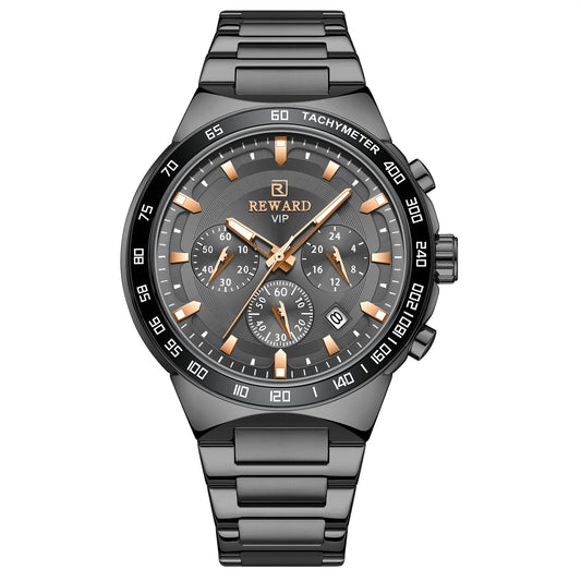 Men's Chronograph Quartz Watch – Gunmetal & Black Edition
