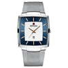 Reward Silver & Blue Rectangular Luxury Quartz Watch For Men