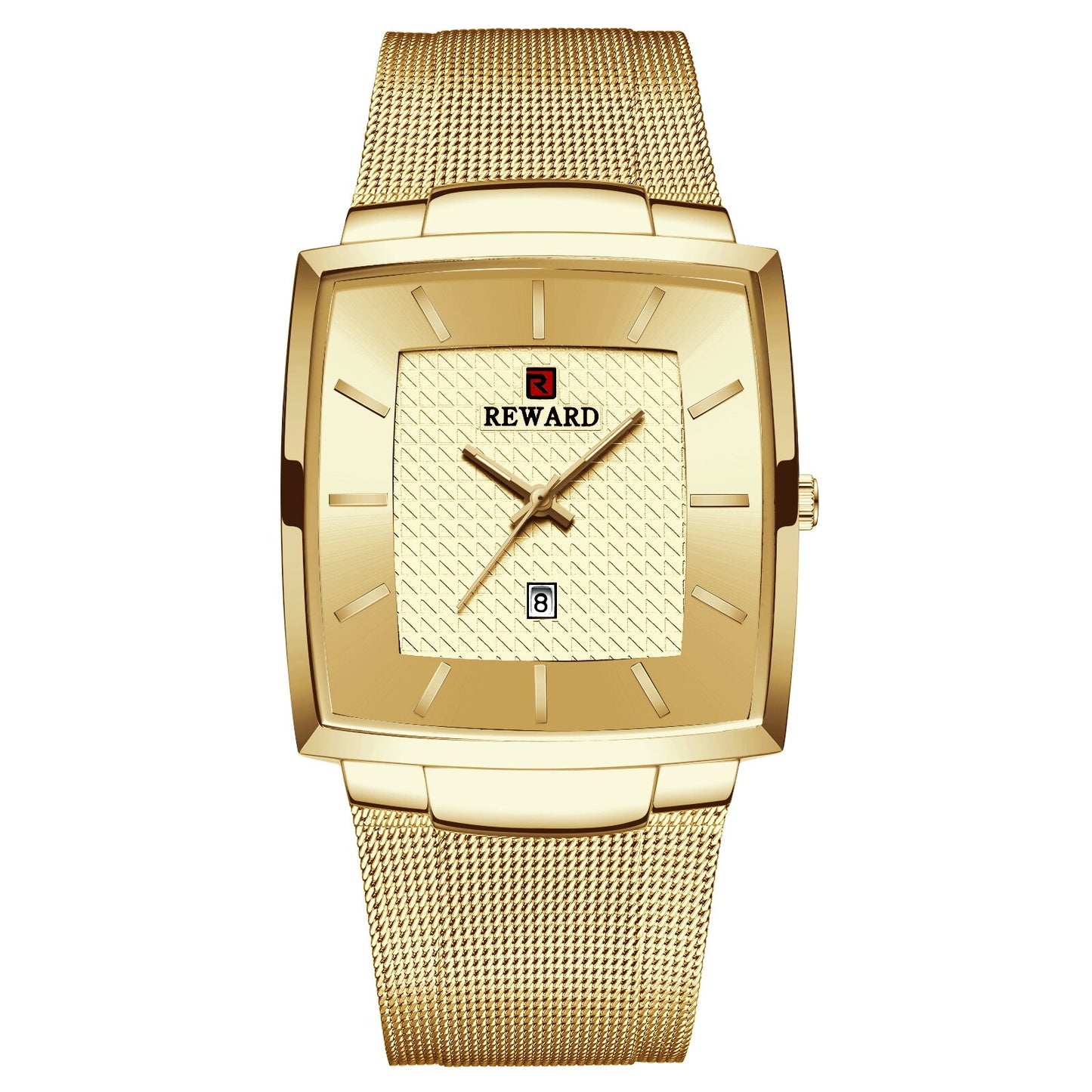 Reward Golden Rectangular Fashion Quartz Wristwatch For Men