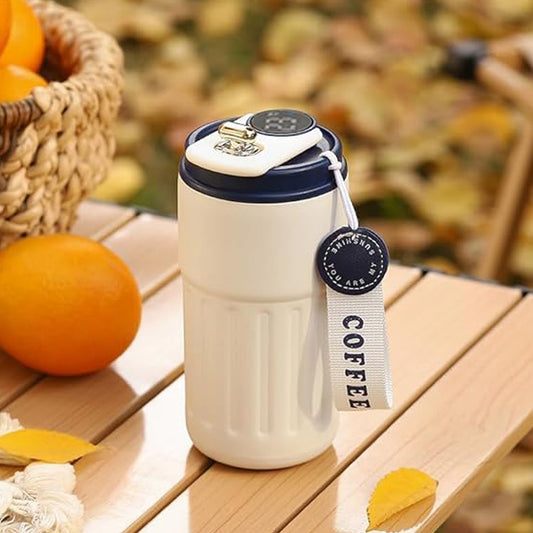 460ml Coffee Travel Mug With Temperature Display (White Blue)