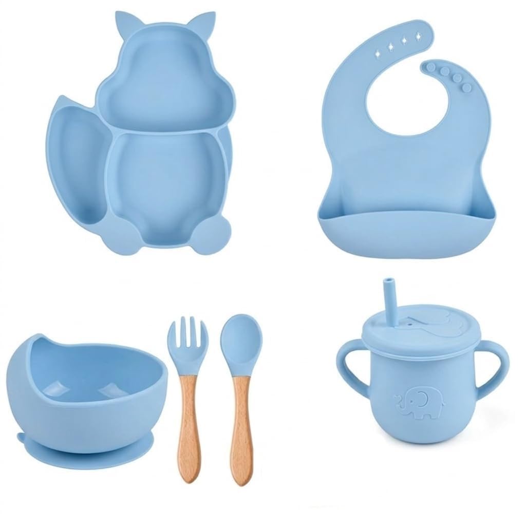 Cat Design Silicone Baby Feeding Set