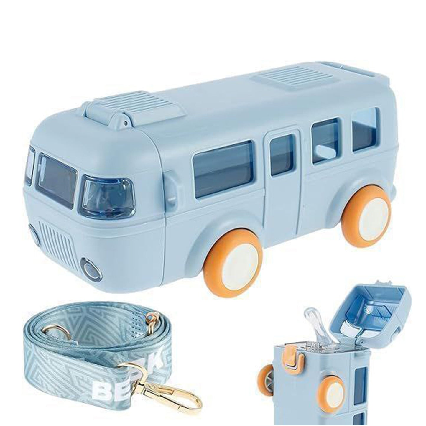 Bus Shape Kids Water Bottle With Straw, Leakproof Kids Toys