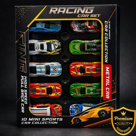 Mini Die-Cast Racing Cars (Pack Of 10)