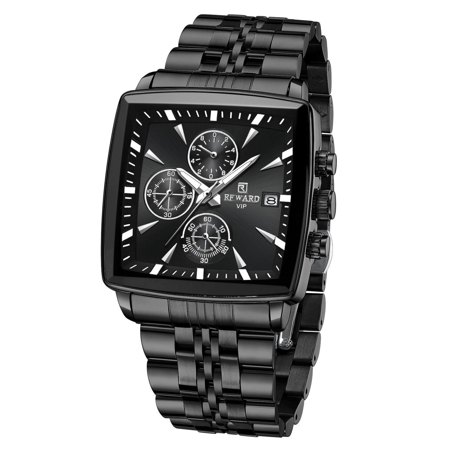 Reward Black Multi-Function Men's Square Quartz Watch