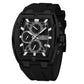 Men's Quartz Chronograph Silicone Watch – Black Case, Black Dial