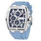 Men's Quartz Chronograph Silicone Watch – Silver Case, Blue Dial