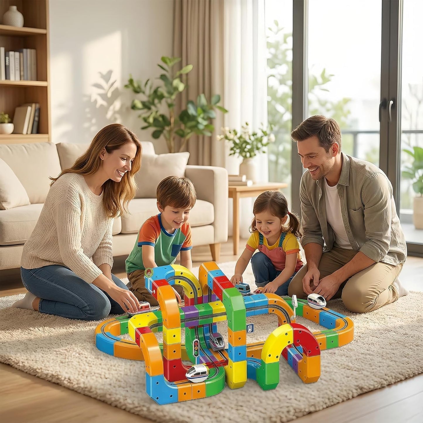 Electric Train Set With 3D Magic Flexible Race Tracks (123Pcs)