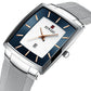 Reward Silver & Blue Rectangular Luxury Quartz Watch For Men