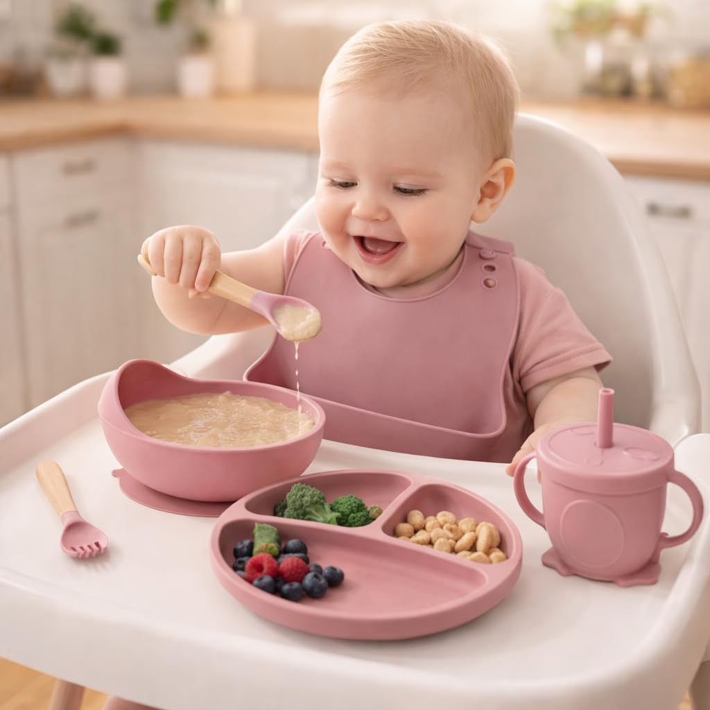 6Pcs Silicone Baby Feeding Set
