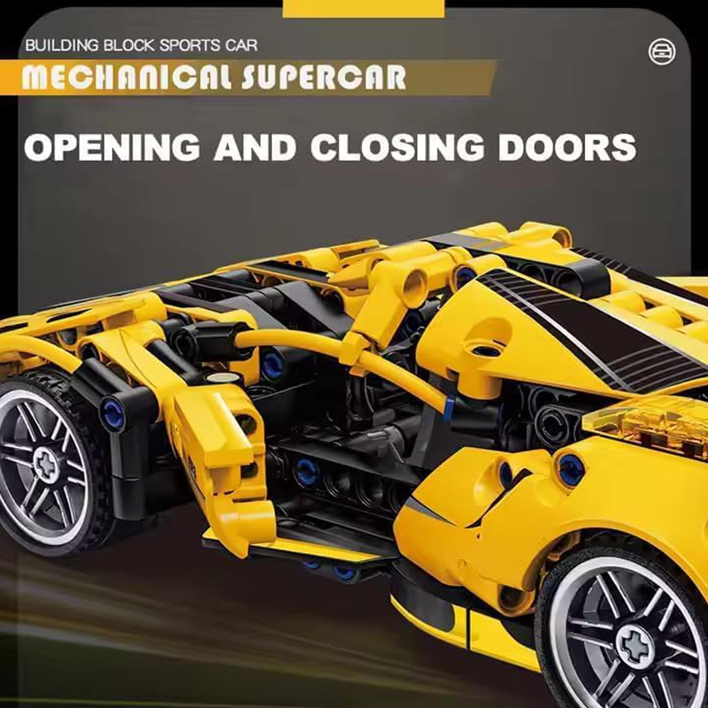 Yellow Ferrari 1:18 Scale Racing Pull-Back SuperCar Building Blocks Set
