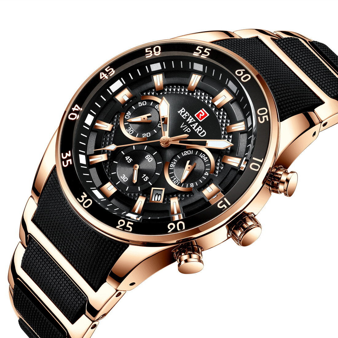 Reward VIP Luxury Chronograph Men’s Quartz Watch – Black Dial Edition