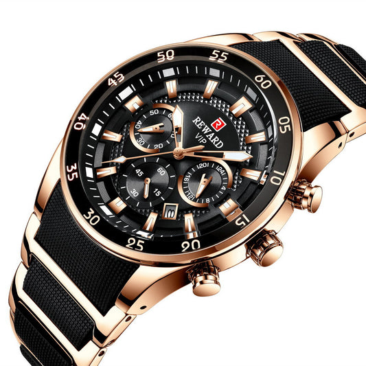 Reward VIP Luxury Chronograph Men’s Quartz Watch – Black Dial Edition