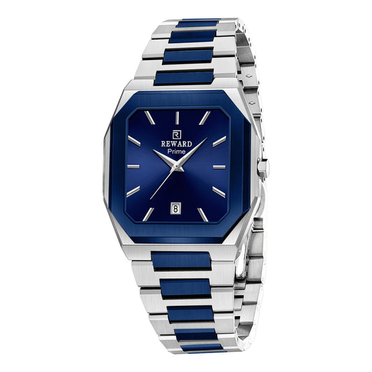 Reward Prime Men's Analog Quartz Watch – Silver & Blue