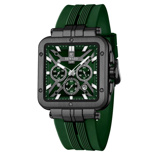 Reward VIP New Edition Chronograph Men’s Quartz Watch – Green Sqare Dial