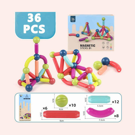 Magnetic Sticks Building Blocks Kids Toys (36 Pcs Sticks-Ball)