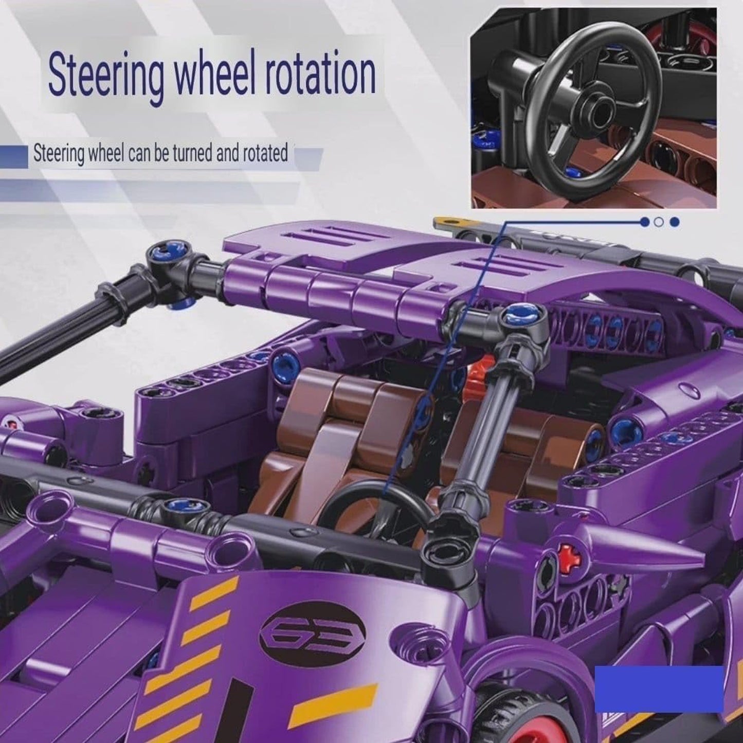 Purple Lambo 1:18 Scale Racing Pull-Back SuperCar Building Blocks Set
