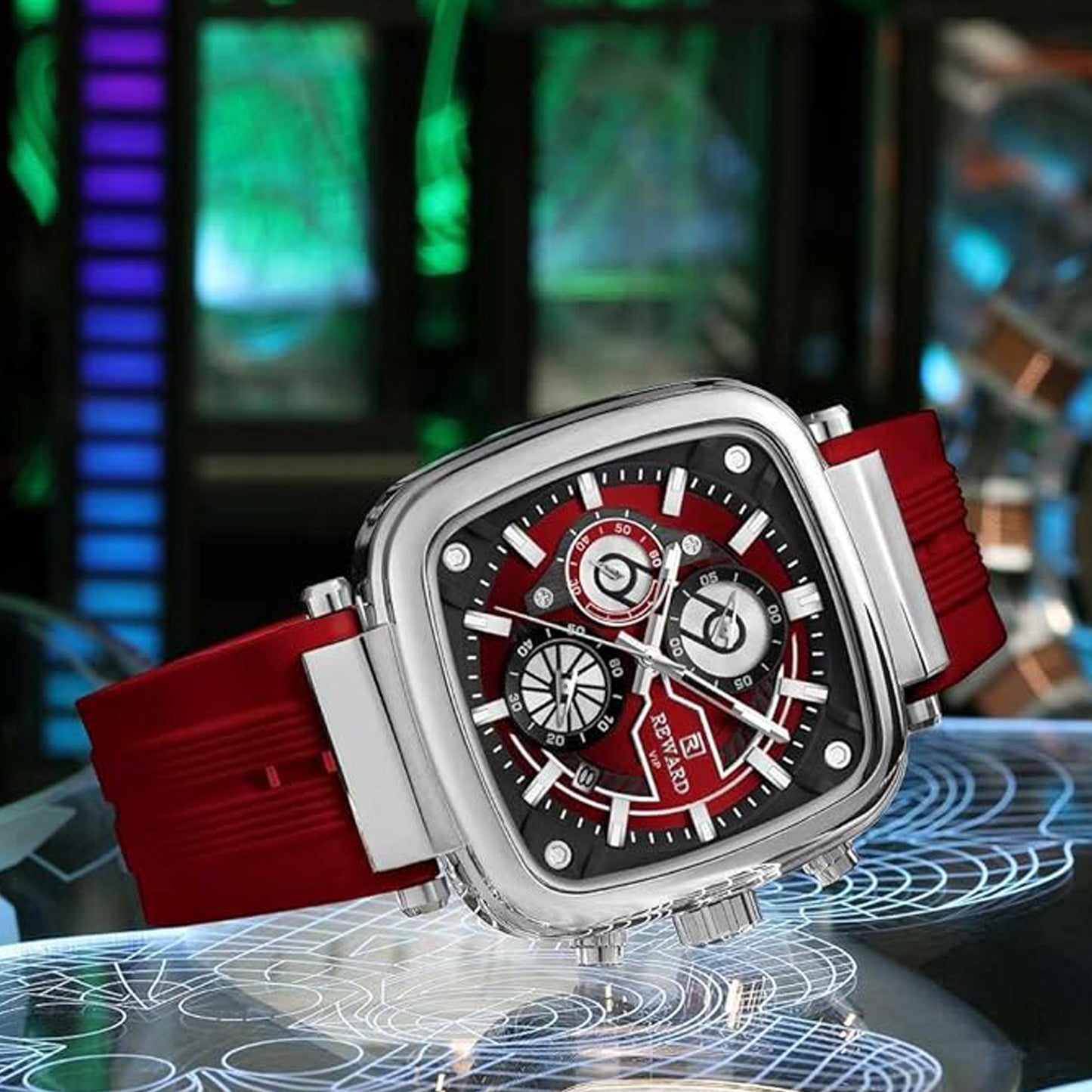 Reward VIP Analog Red Square Dial Men's Watch