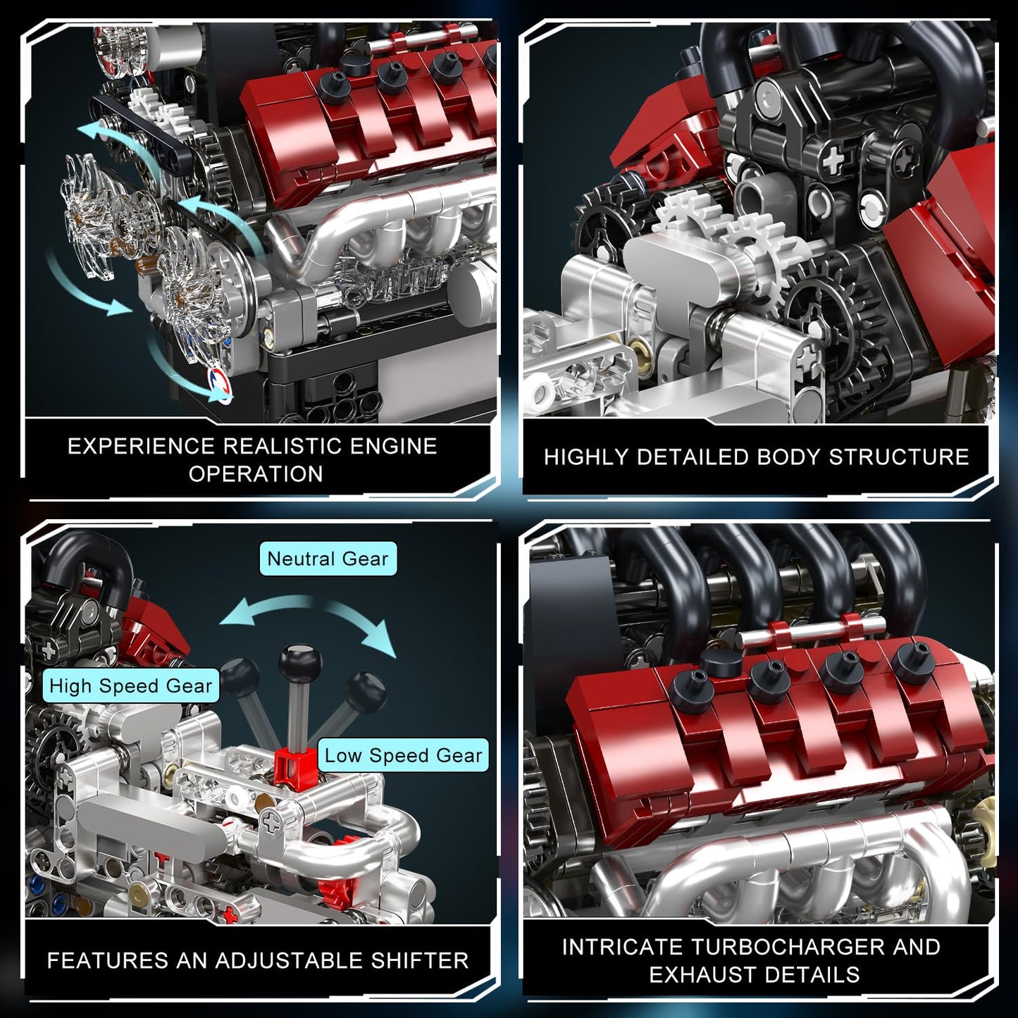 Mould King 10227 Mini V8 Engine With Transmission Building Blocks Set