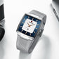 Reward Silver & Blue Rectangular Luxury Quartz Watch For Men