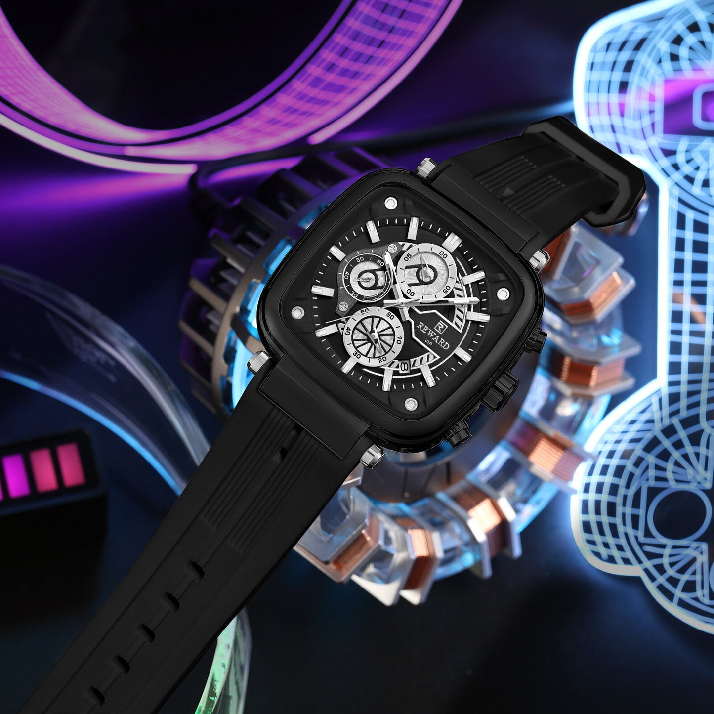 Reward VIP Analog Black Square Dial Men's Watch