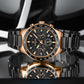 Men's Chronograph Quartz Watch – Rose Gold & Black Edition