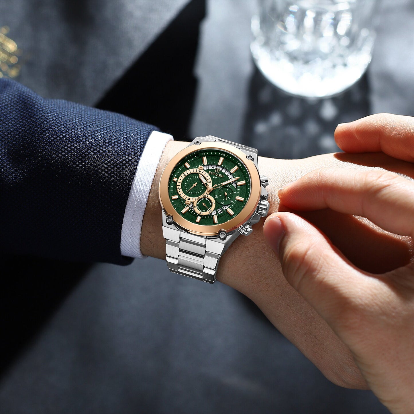 Reward Premium Men's Sport Chronograph Watch (Green Dail)