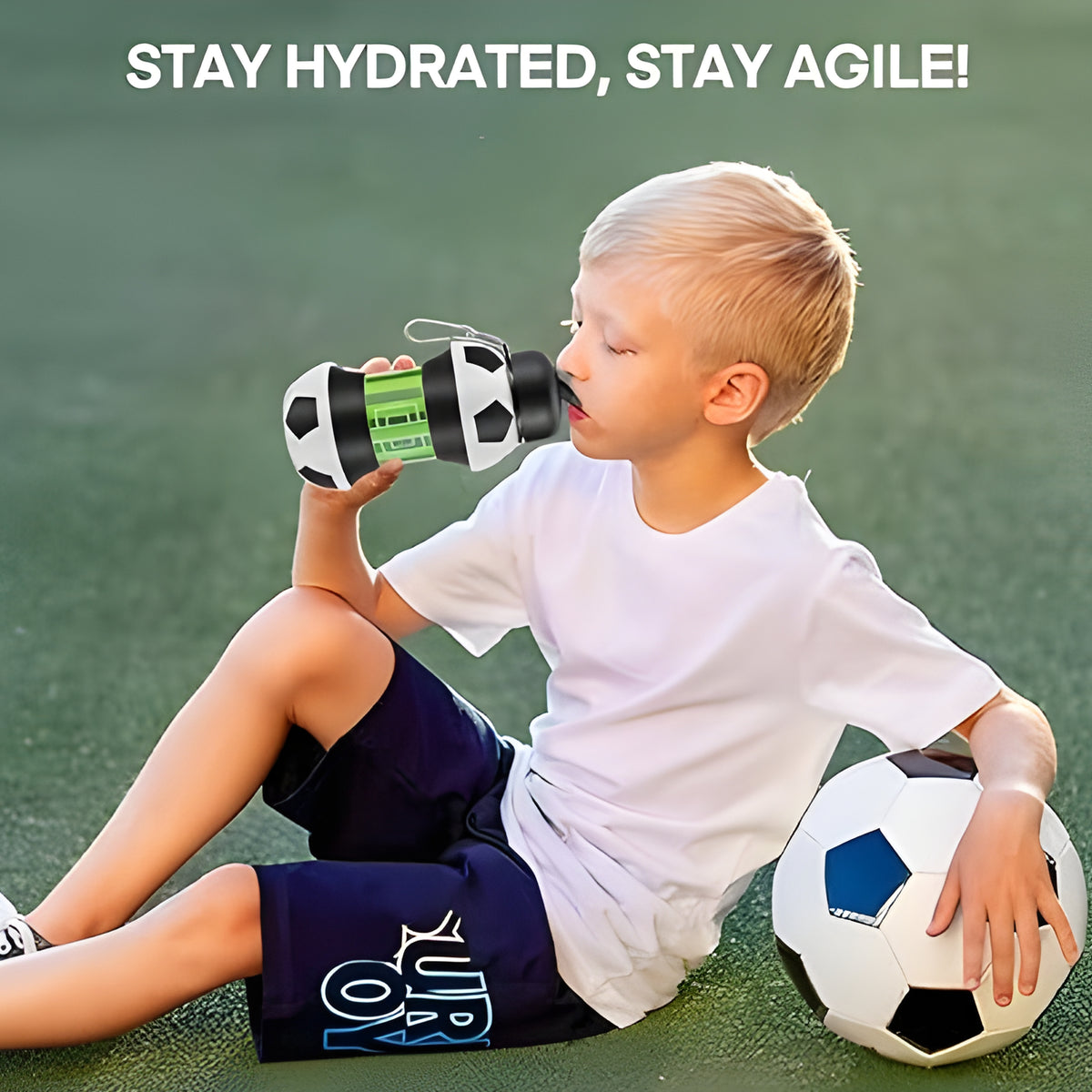 Football Design Foldable Sports Water Bottle