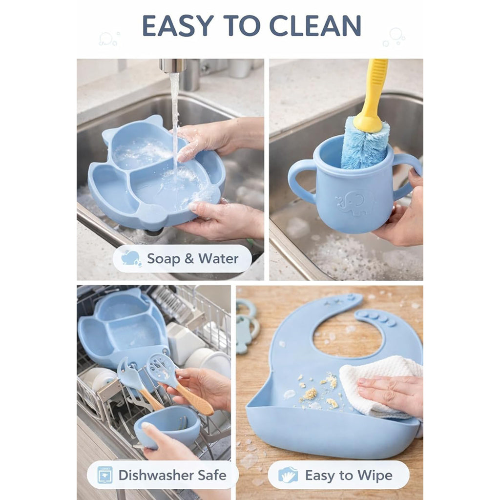 Cat Design Silicone Baby Feeding Set