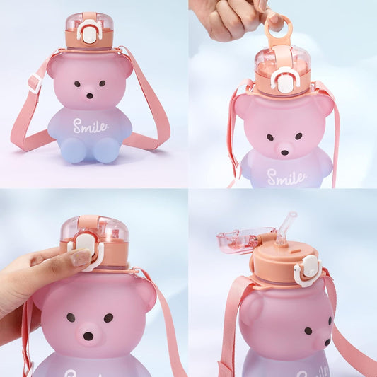 Kawaii Bear Straw Water Bottle