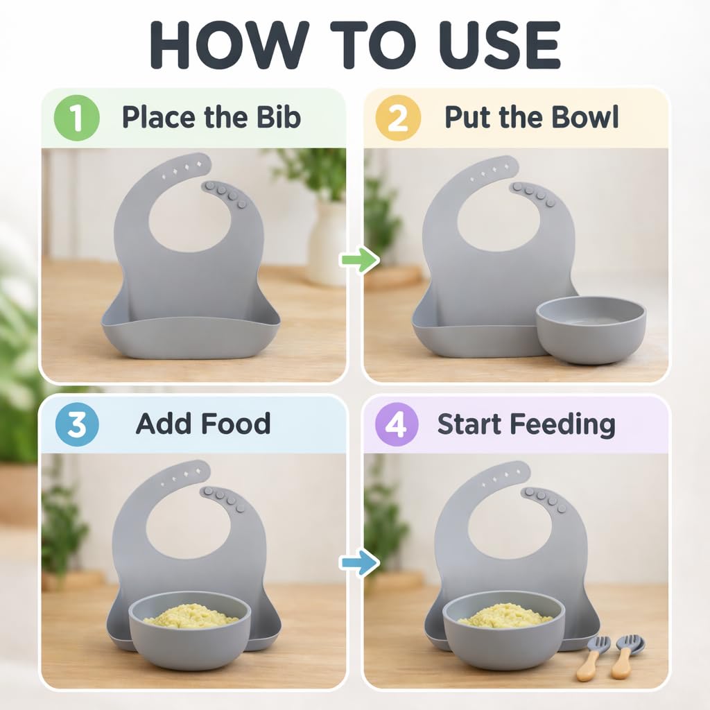 Silicone Baby Feeding Set With Bowl & Spoon