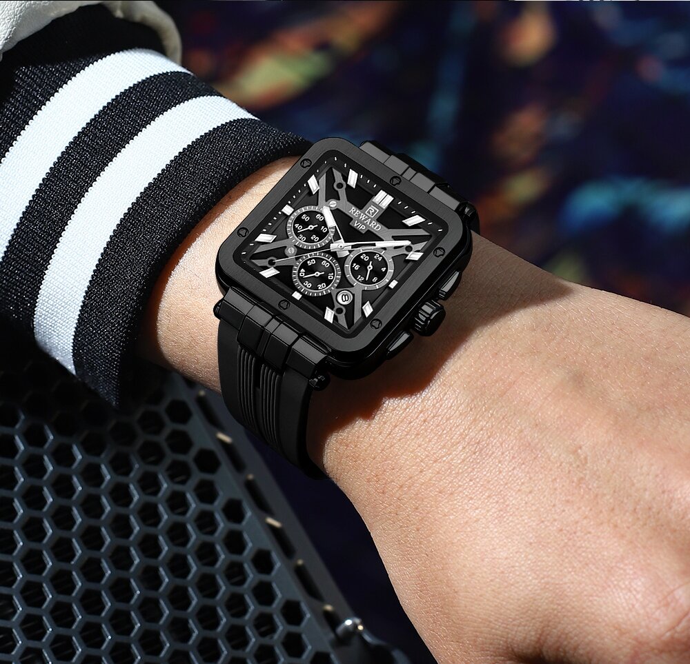 Reward VIP New Edition Chronograph Men’s Quartz Watch – Black Sqare Dial