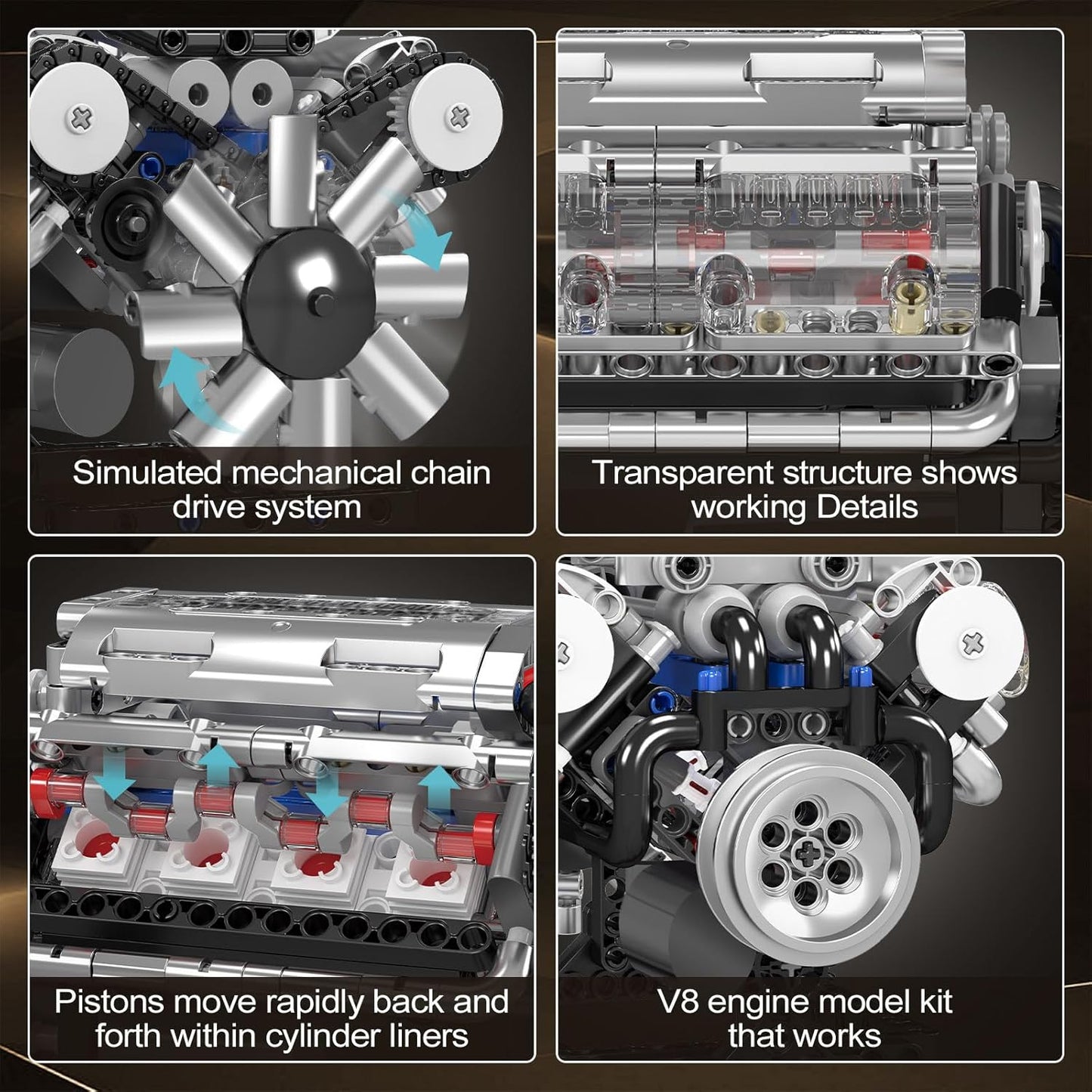 Mould King 10088 Motorised V8 Engine Building Set