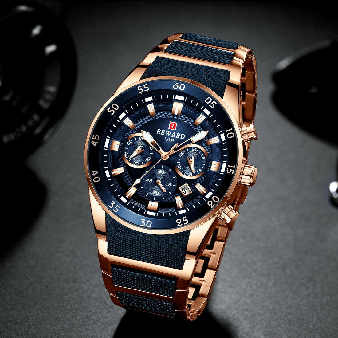 Reward VIP Luxury Chronograph Men’s Quartz Watch – Blue Dial Edition