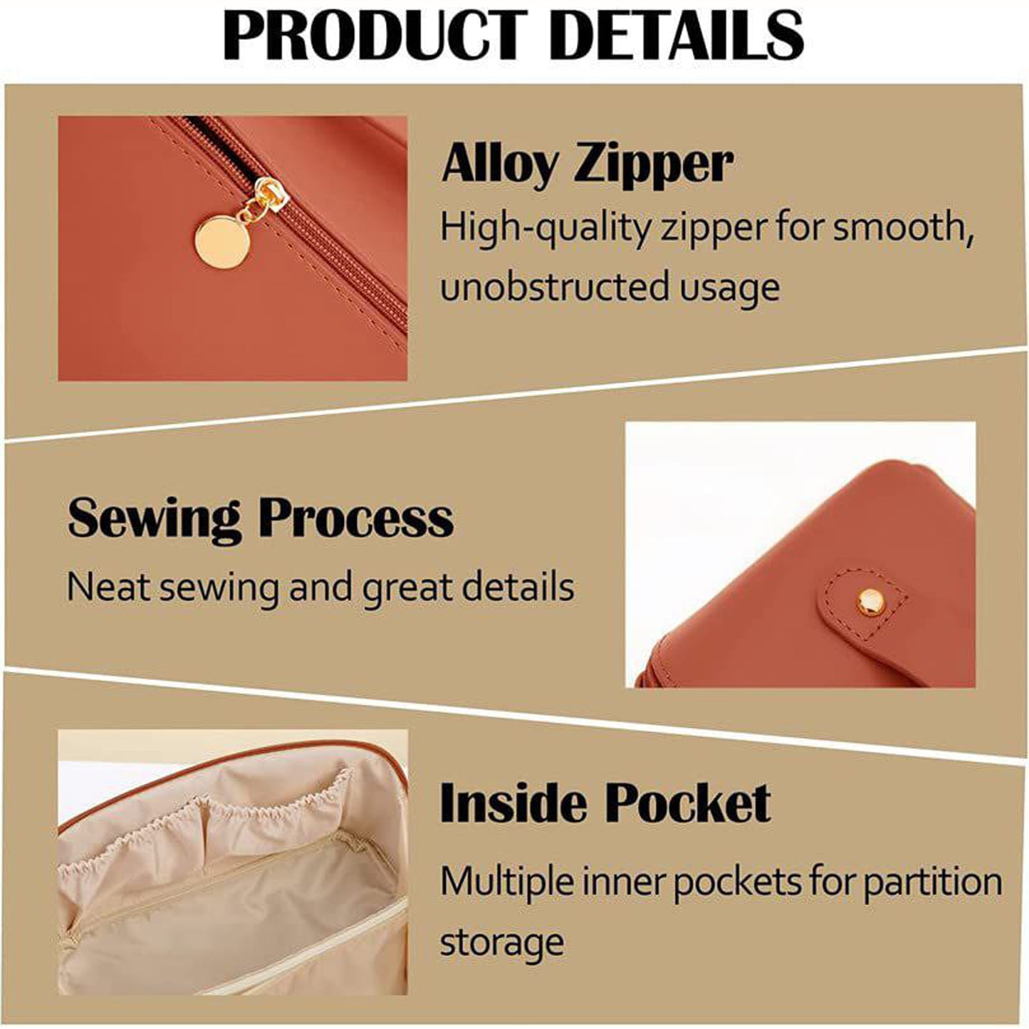 Makeup Cosmetic Bag For Women Wide Opening Cosmetic Case