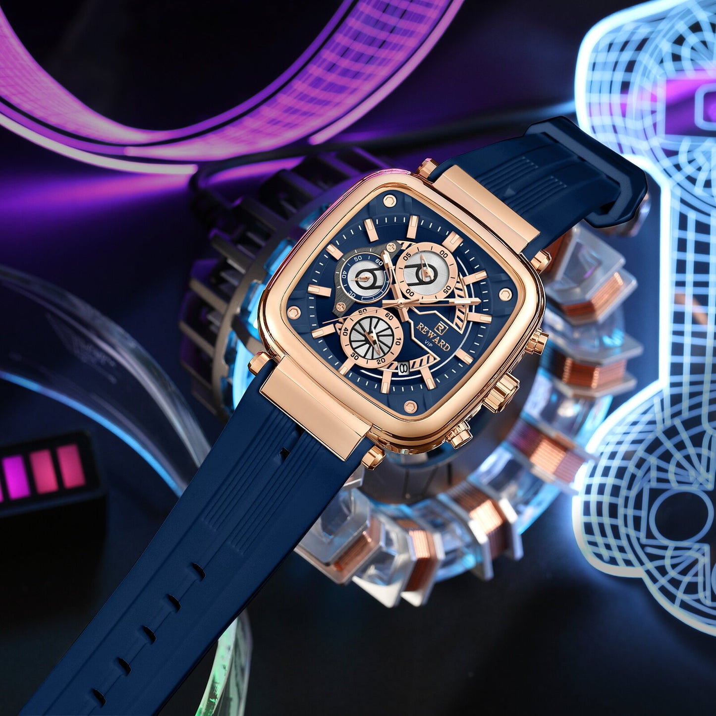Reward VIP Analog Blue Square Dial Men's Watch