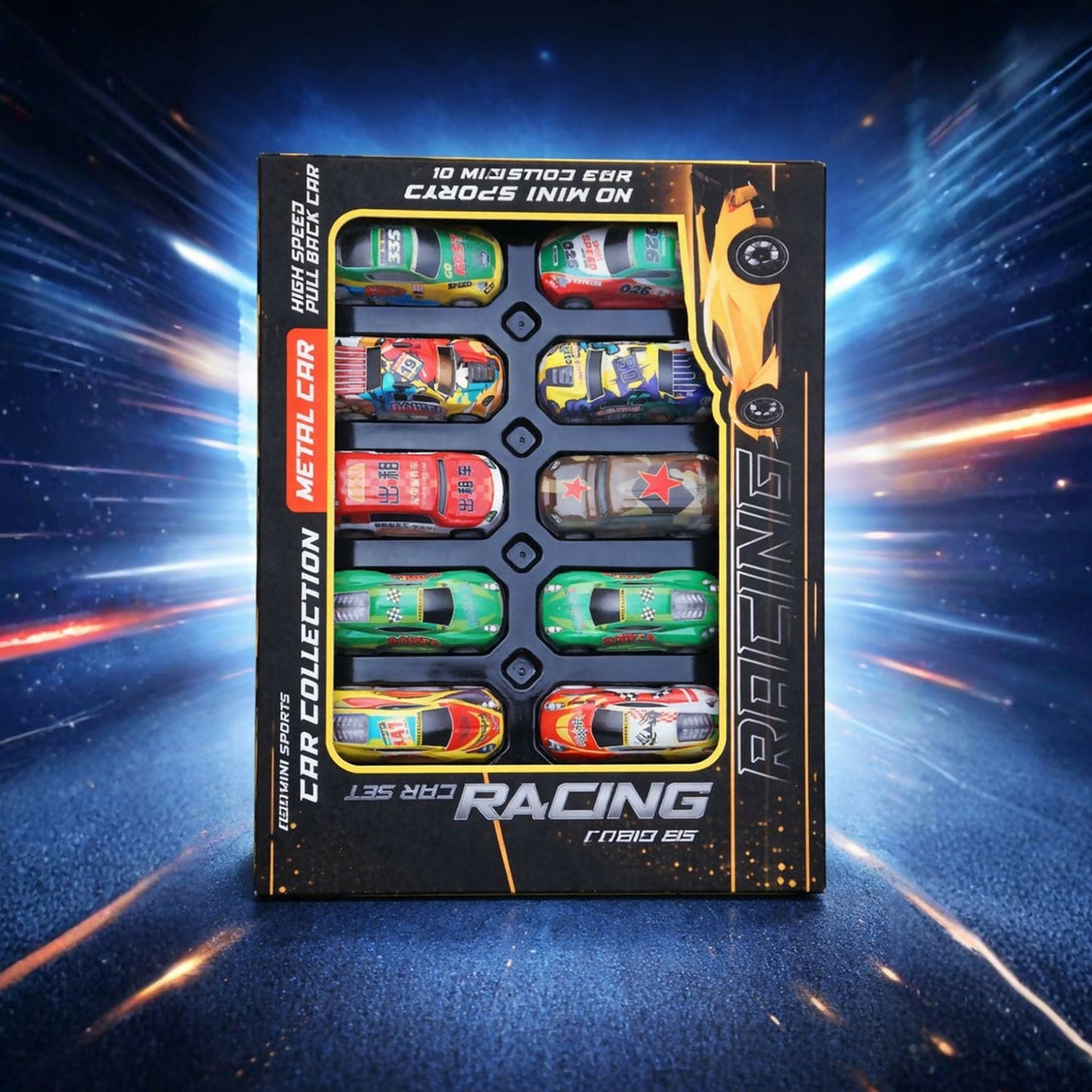 Mini Die-Cast Racing Cars (Pack Of 10)