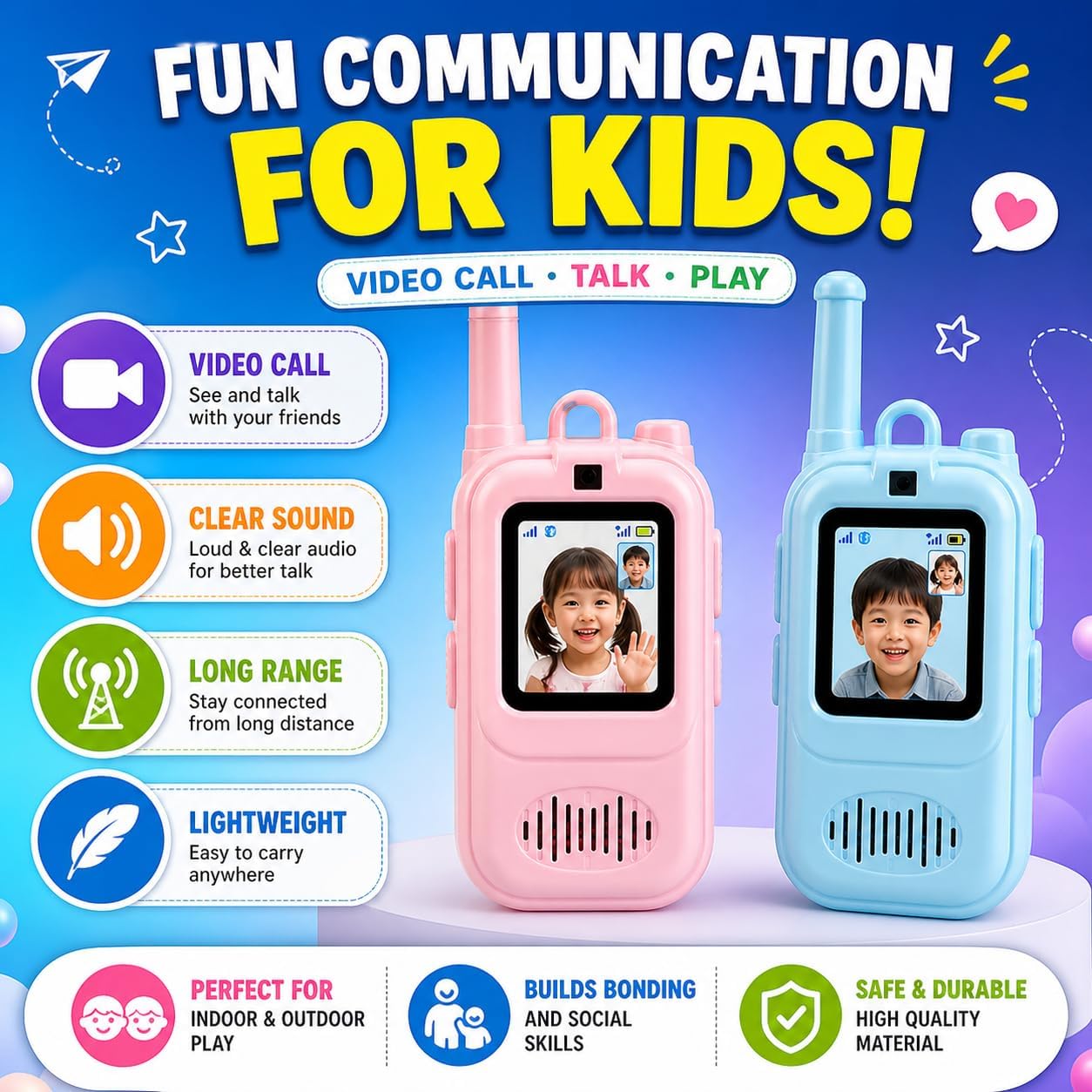 Kids Video Walkies Talkies With Camera