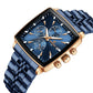 Reward Square Blue & Rose Gold Luxury Luminous Square Quartz Watch