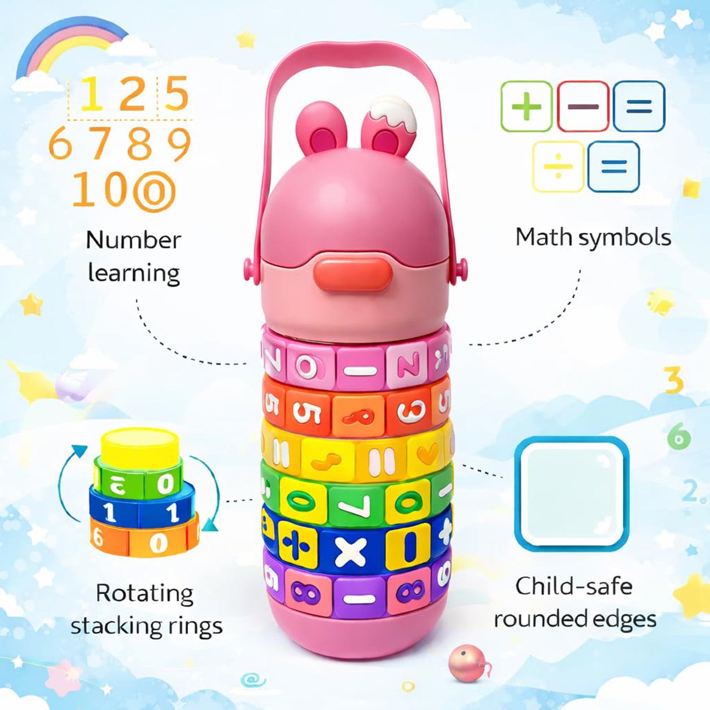 Math Learning Puzzle Water Bottle 500ml